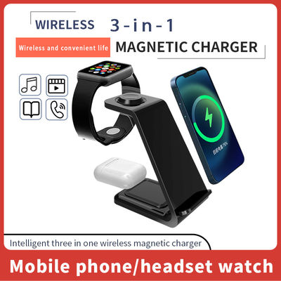 Ricarica senza fili Qi ad alta efficienza Stand bianco 3 in 1 Caricabatterie magnetiche senza fili