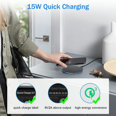Pad di ricarica wireless portatile 2 in 1 Qi 10W Superficie specchio Per telefono cellulare