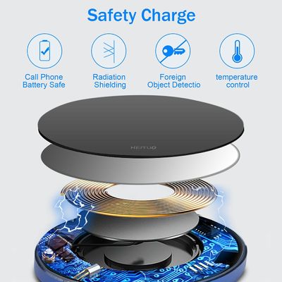 Pad di ricarica wireless portatile 2 in 1 Qi 10W Superficie specchio Per telefono cellulare