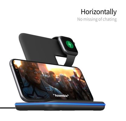 Caricabatterie senza fili in silicone Qi 3 in 1, portabile portabile 15w