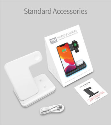 Caricabatterie senza fili in silicone Qi 3 in 1, portabile portabile 15w