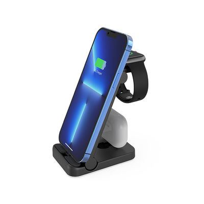 Caricabatterie wireless multifunzione portatile 3 in 1 Qi 15w ricarica rapida