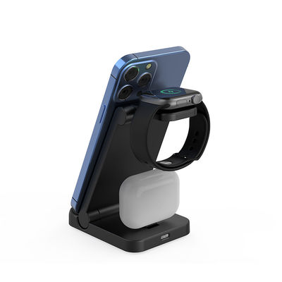 Caricabatterie wireless multifunzione portatile 3 in 1 Qi 15w ricarica rapida