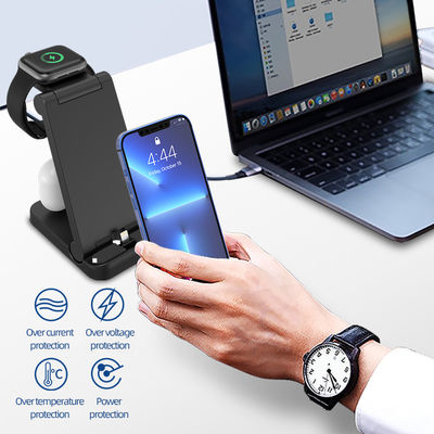 Caricabatterie wireless multifunzione portatile 3 in 1 Qi 15w ricarica rapida