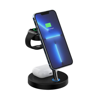 Caricabatterie portatili magnetiche certificate FCC, stazione di ricarica wireless 4 in 1 15w