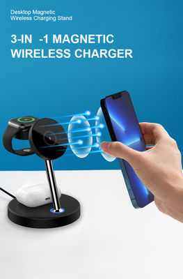 Caricabatterie portatili magnetiche certificate FCC, stazione di ricarica wireless 4 in 1 15w