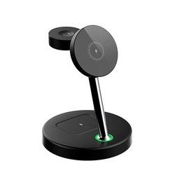 Caricabatterie portatili magnetiche certificate FCC, stazione di ricarica wireless 4 in 1 15w