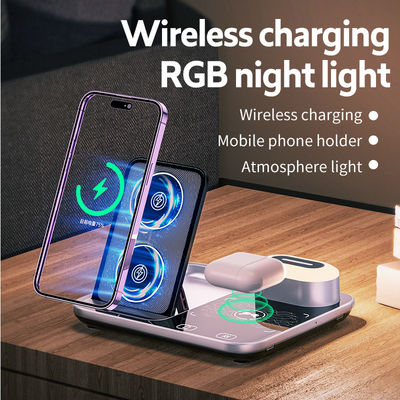 Dimming Fast Qi Wireless Charger Dock Stand 15W Alta efficienza