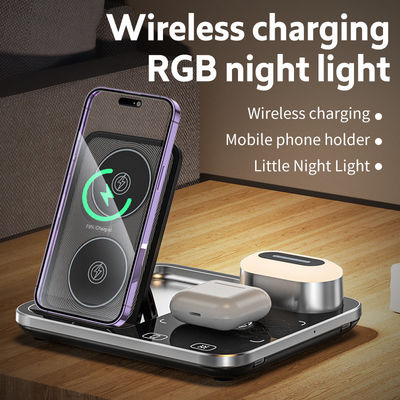Dimming Fast Qi Wireless Charger Dock Stand 15W Alta efficienza