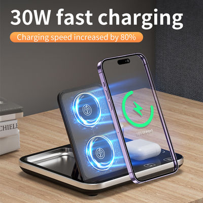 Dimming Fast Qi Wireless Charger Dock Stand 15W Alta efficienza