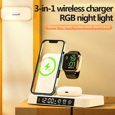 Materiale ABS 5 in 1 caricabatterie senza fili, orologio con indicatore LED