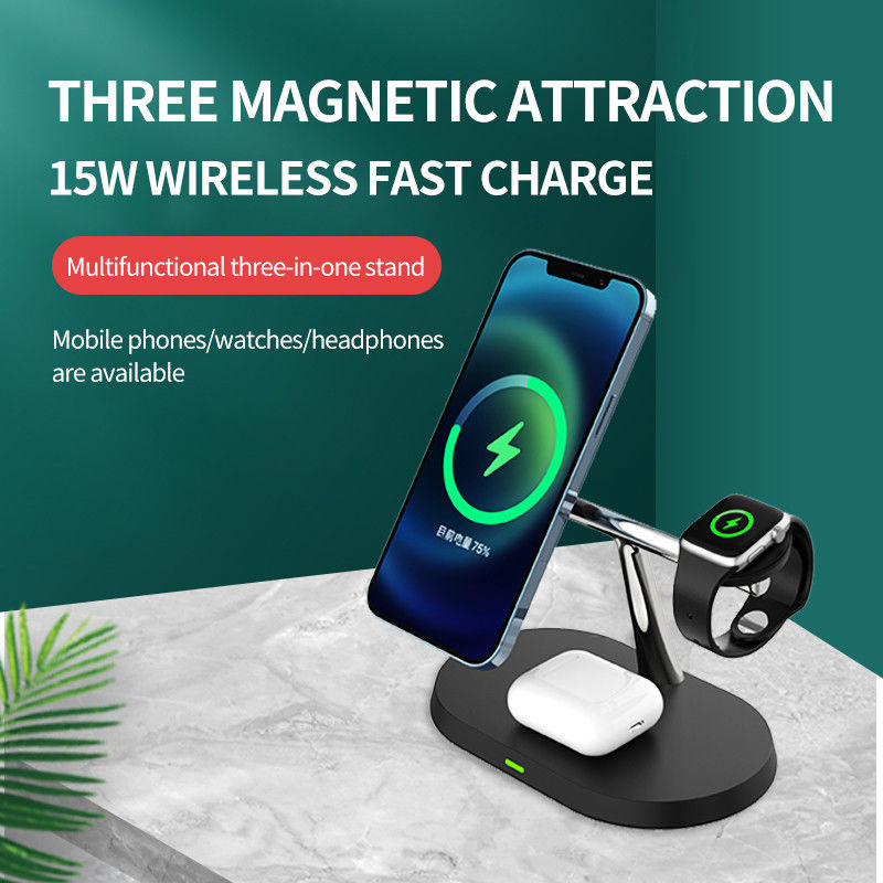 Stazione di ricarica multifunzione a sovra tensione, caricabatterie wireless veloce ABS Qi