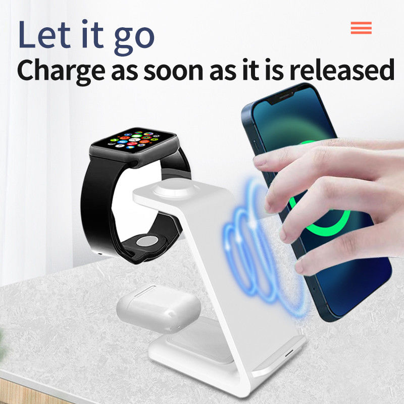Multifunzione Qi 3 In 1 15w caricabatterie wireless per Iphone Iwatch Tipo di supporto per telefono