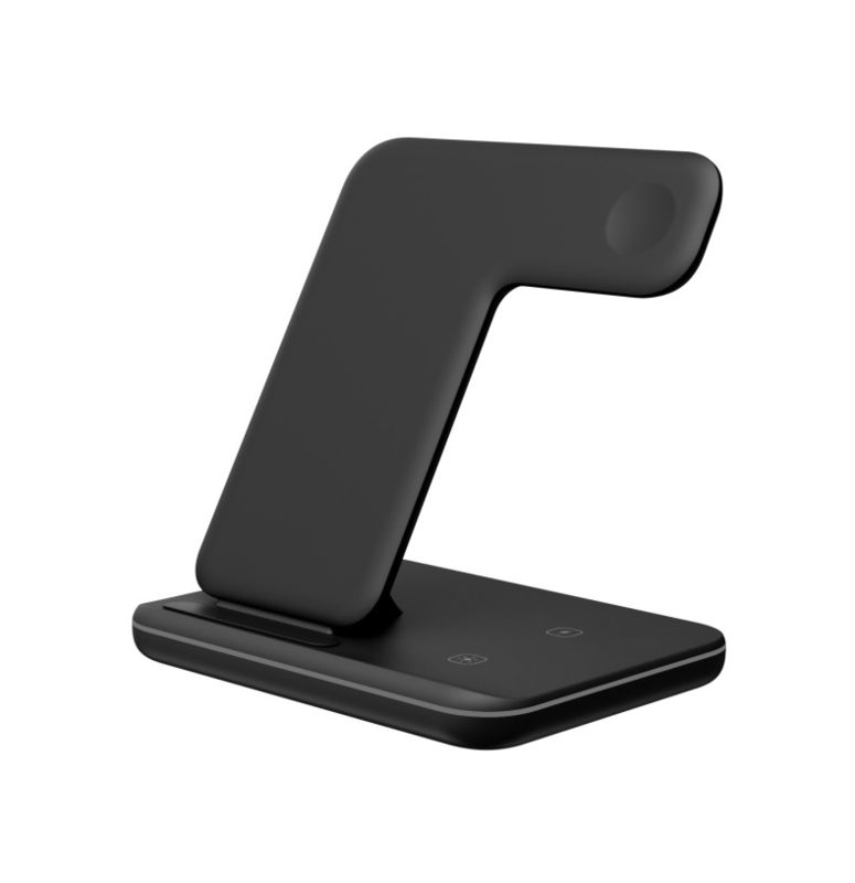 Caricabatterie senza fili in silicone Qi 3 in 1, portabile portabile 15w