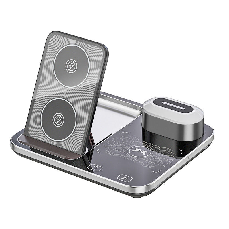 RGB Qi Wireless Charger Dock Base 205KHz Nero Per Decorazioni Domestiche